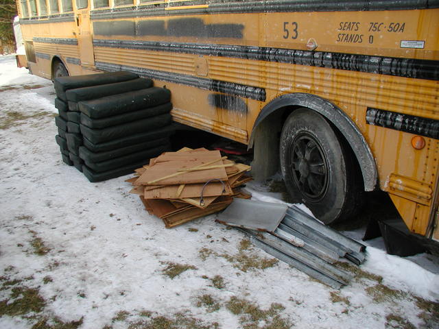 removing the seats from the bus