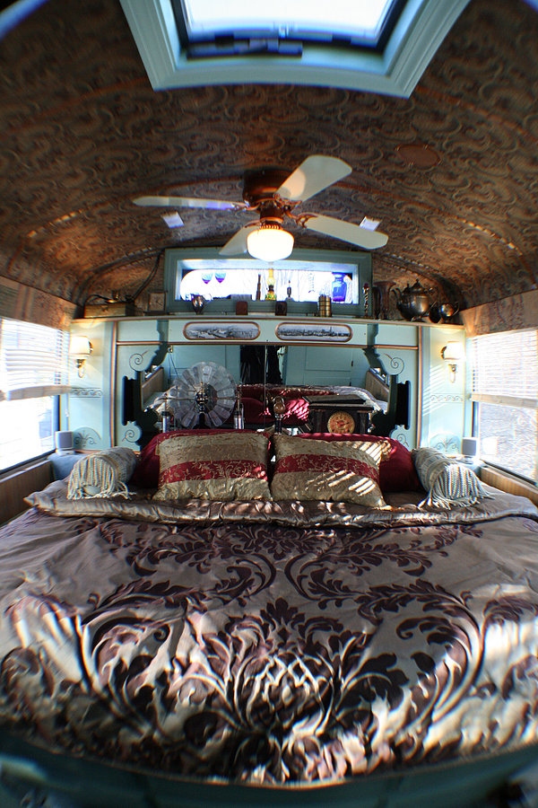 Steampunk School bus RV Victorian Bedroom
