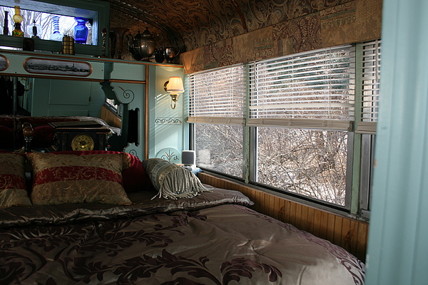 Steampunk School bus RV Victorian Bedroom