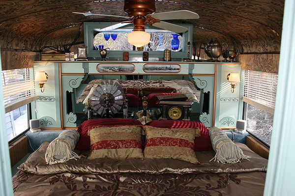 Steampunk School bus RV Victorian Bedroom