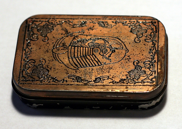 Etched copper plated Altoids tin