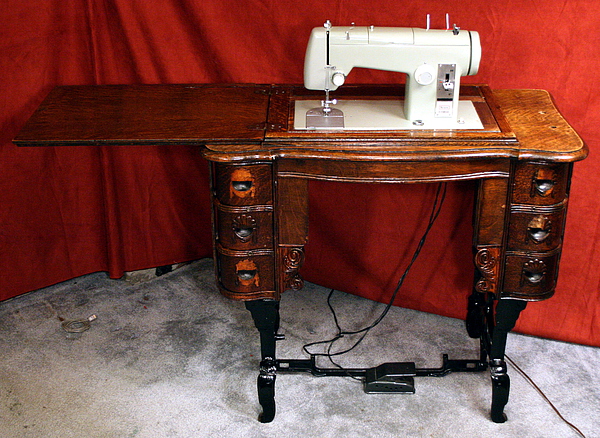 New Ish Sewing Machine Into An Old Table