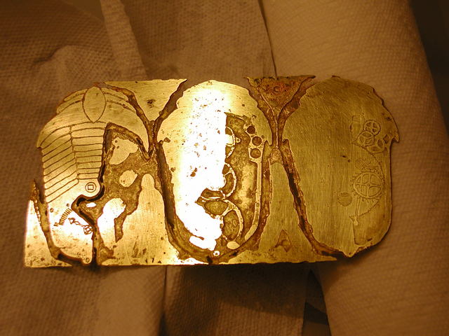 fully etched brooch pieces