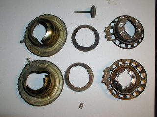 Pieces of damaged angle lamp burners