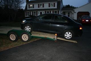 loading yaris on car carrier