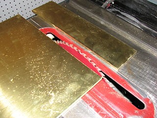 cutting brass on a tabel saw