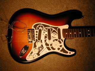 paper mockup of steampunk stratocaster